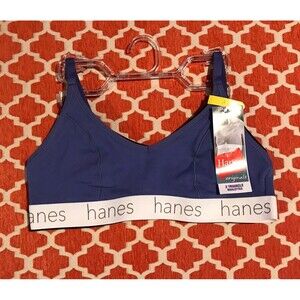 Hanes Women's Original Triangle Bralette Breathable Stretch Cotton Bras, 2-Pack